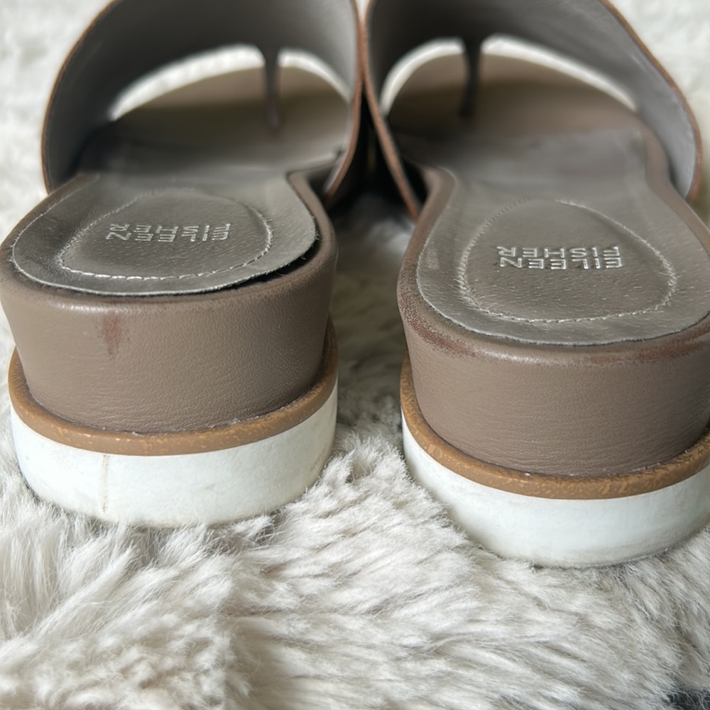 Eileen Fisher Taupe Leather Sandals - Picture 8 of 9